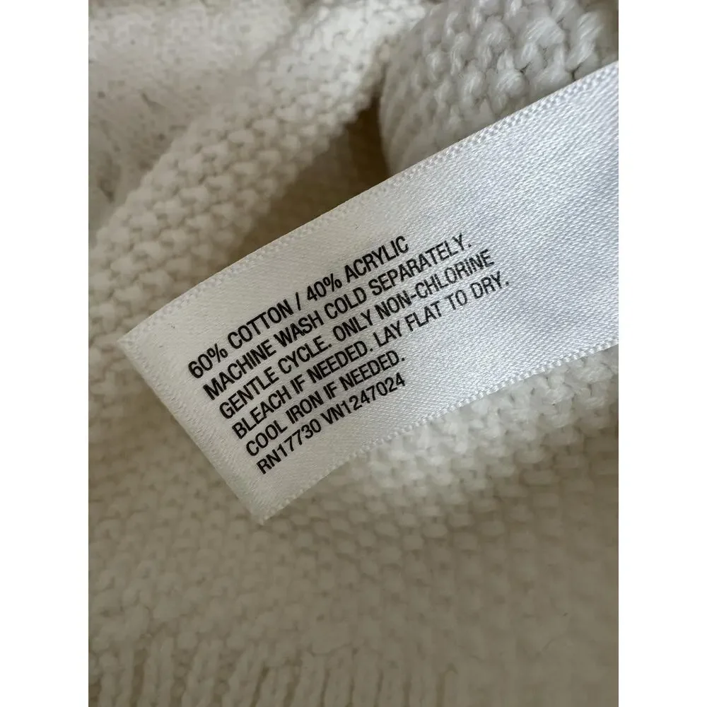 Future Collective Sweater Womens 2X White Cable Knit Raglan Pullover Crew Neck